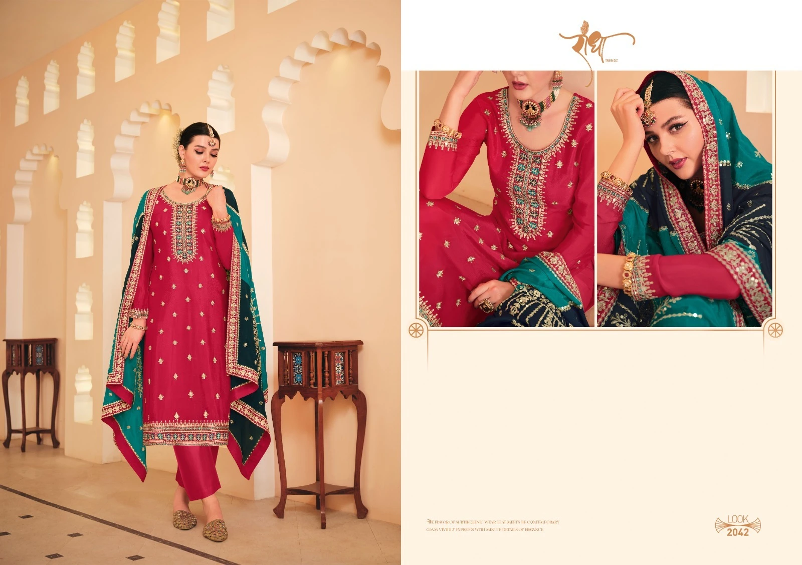 Radha Trendz Rainbow Heavy Chinon Wholesale Designer Salwar Suit Catalog — Wholesale Salwar Suits, MPA wholesale from Surat - Gallery Image 4